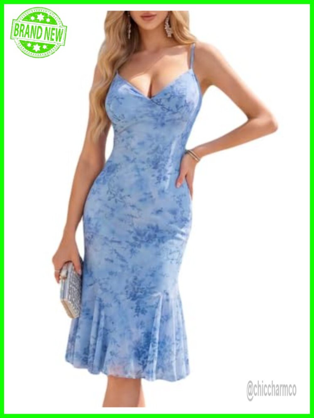 Women Formal Mermaid Bodycon Maxi Dress V-Neck Cocktail Prom